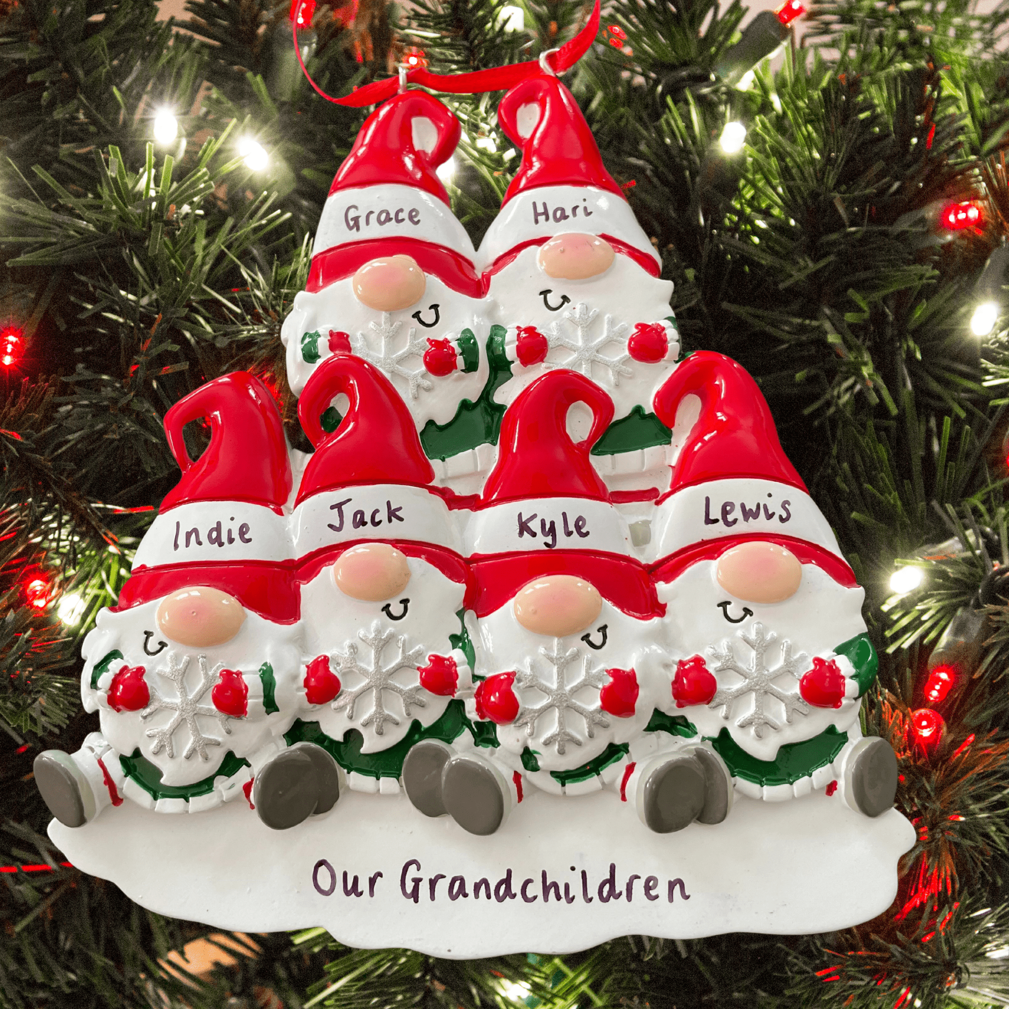personalised gnome family tree decoration