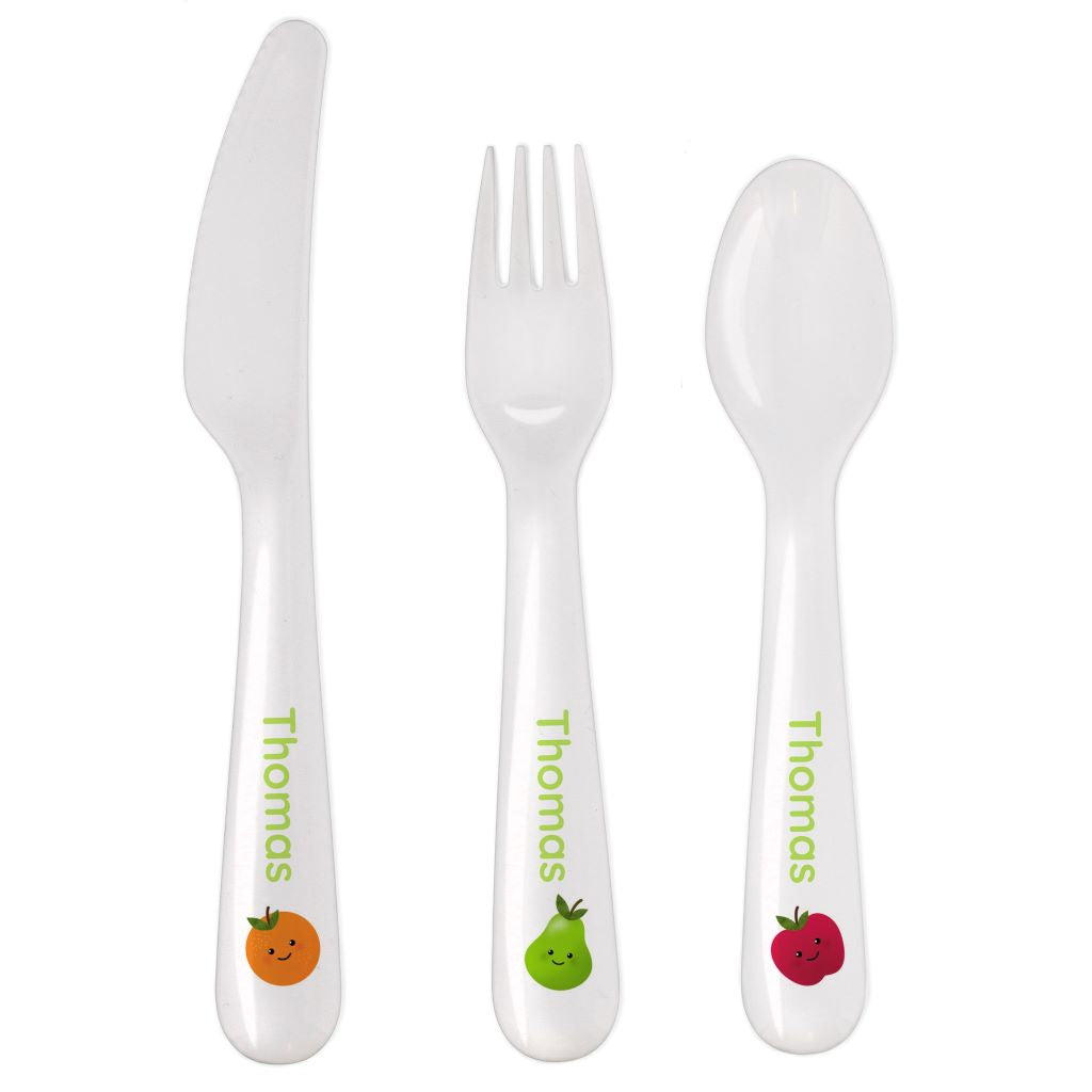 personalised plastic cutlery set by CalEli Gifts