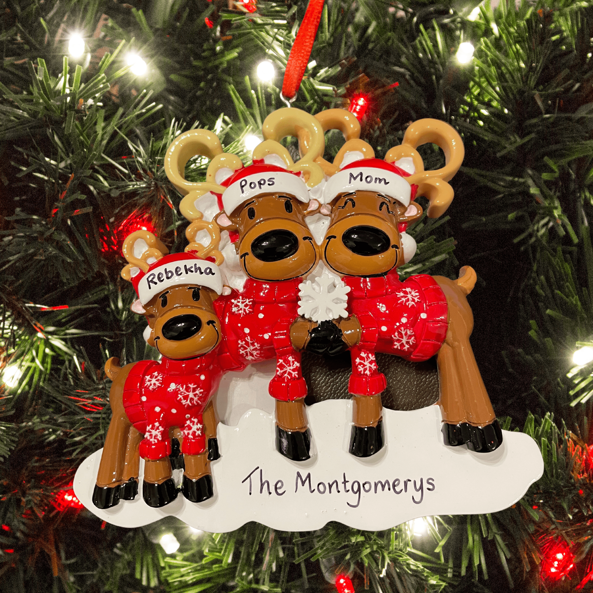 personalised reindeer Christmas tree decoration