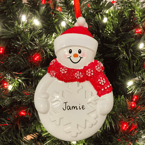 Personalised snowman Christmas tree decoration