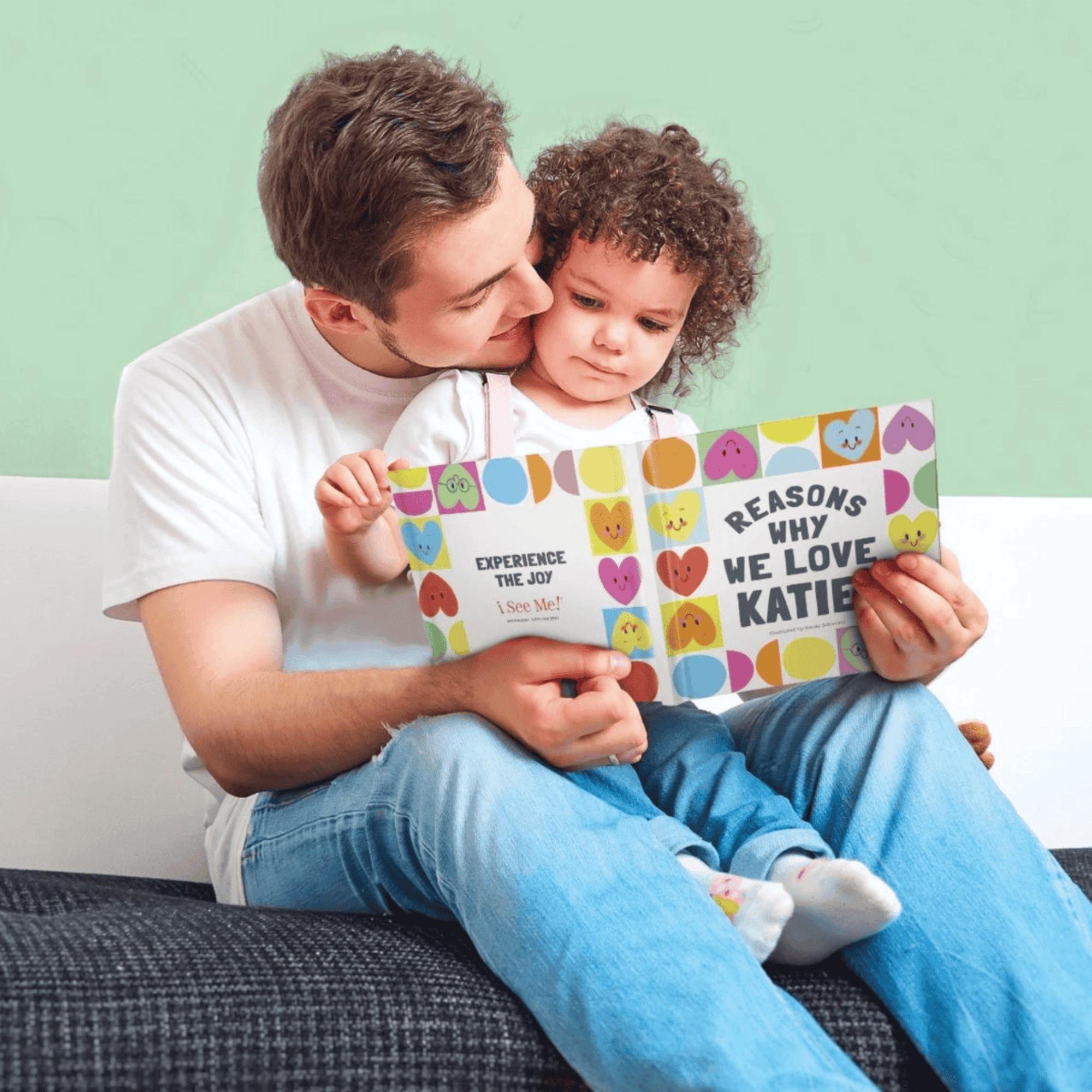 photo of a little girl and her Dad reading together