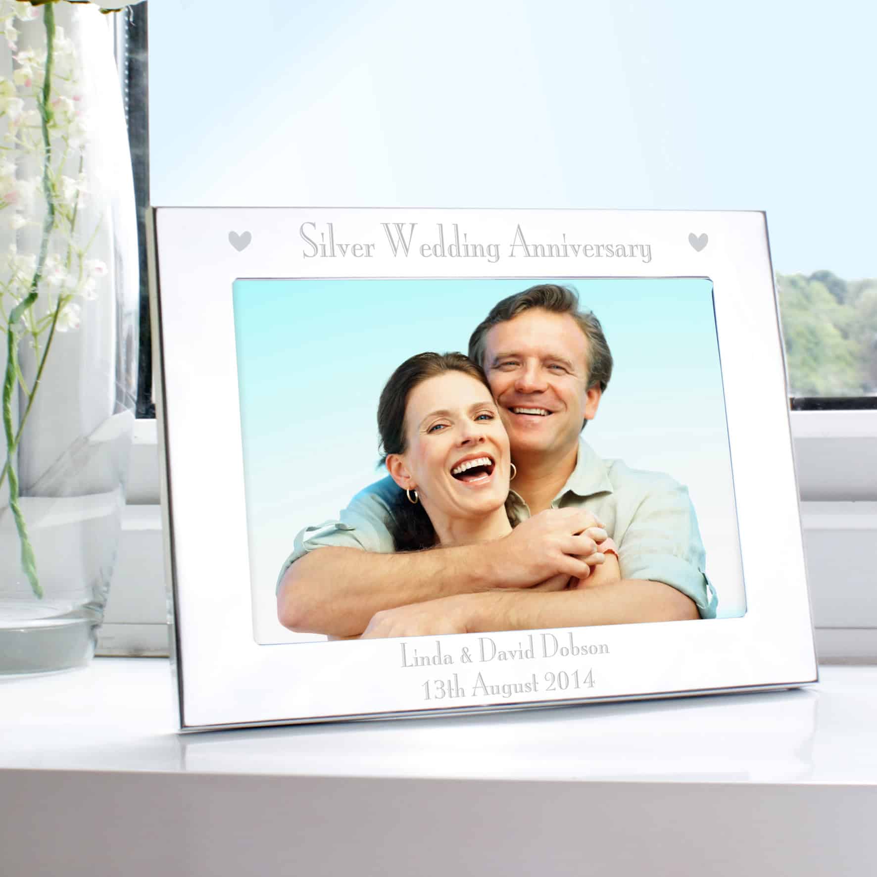 personalised silver wedding anniversary photo frame