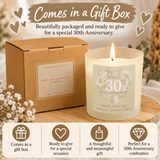 personalised 30th anniversary candle jar personalised with a message over 2 lines