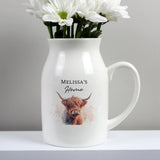 Personalised Highland Cow Vase – Ceramic Flower Jug