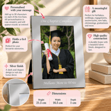 personalised portrait 6x4 photo frame engraved with a message above and a message of your choice below the photo.