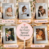 personalised portrait 6x4 photo frame engraved with a message above and a message of your choice below the photo.