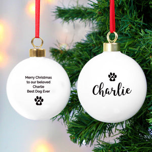 personalised paw print bauble