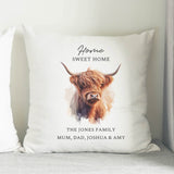 Personalised Highland Cow Cushion | Custom Name & Message Gift