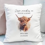 Personalised Highland Cow Cushion | Custom Name & Message Gift