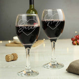 Personalised Heart Name Wine Glass Set
