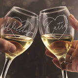 Personalised Heart Name Wine Glass Set
