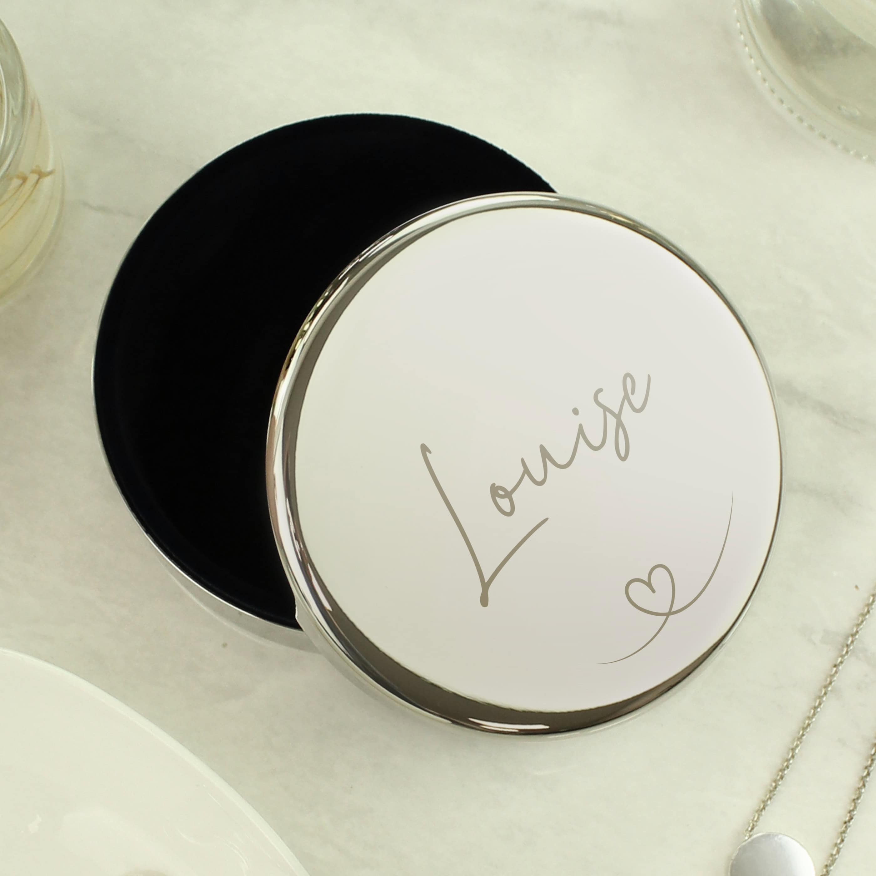 Personalised Heart Round Trinket Box
