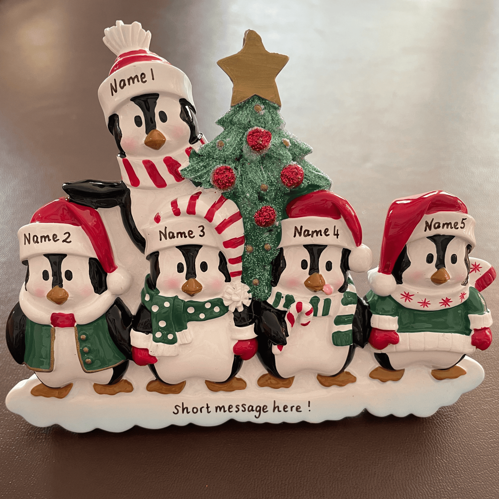 personalised penguin family mantle