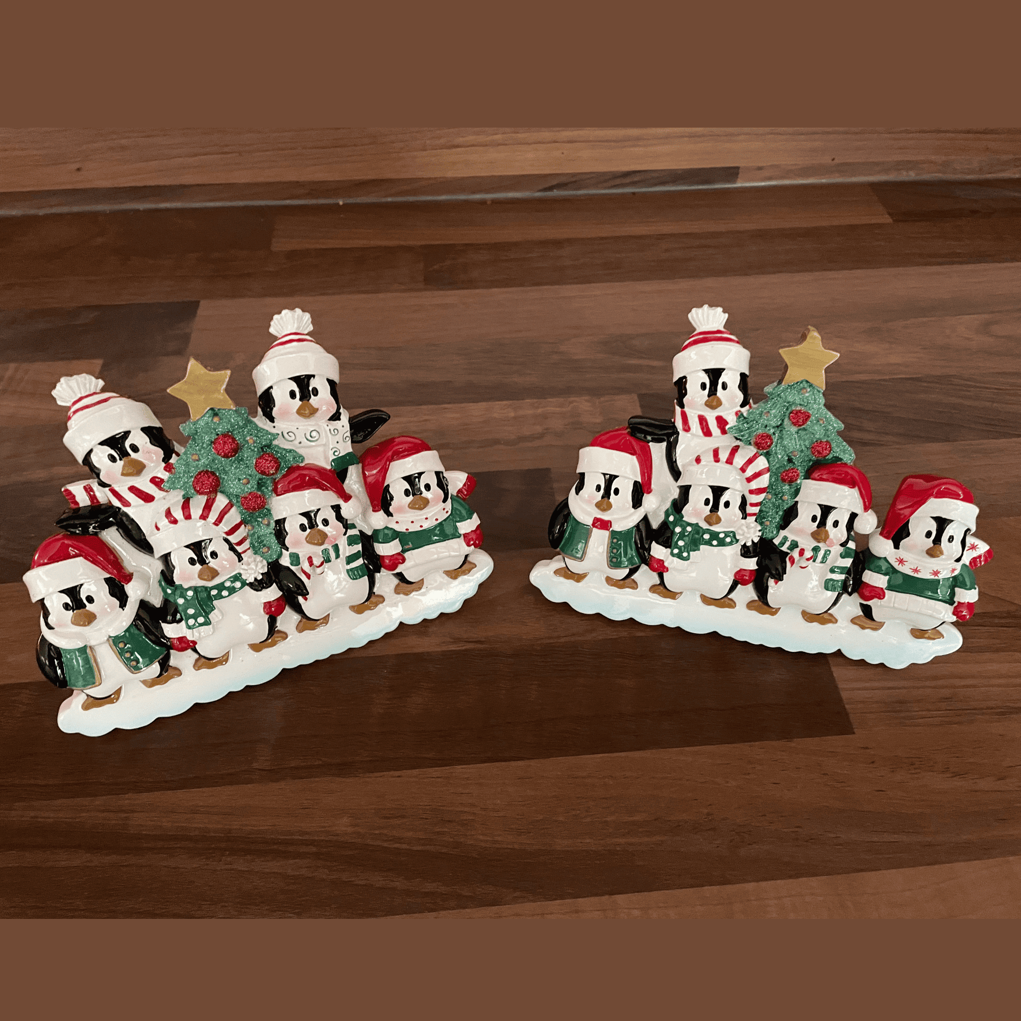 personalised penguin family mantle