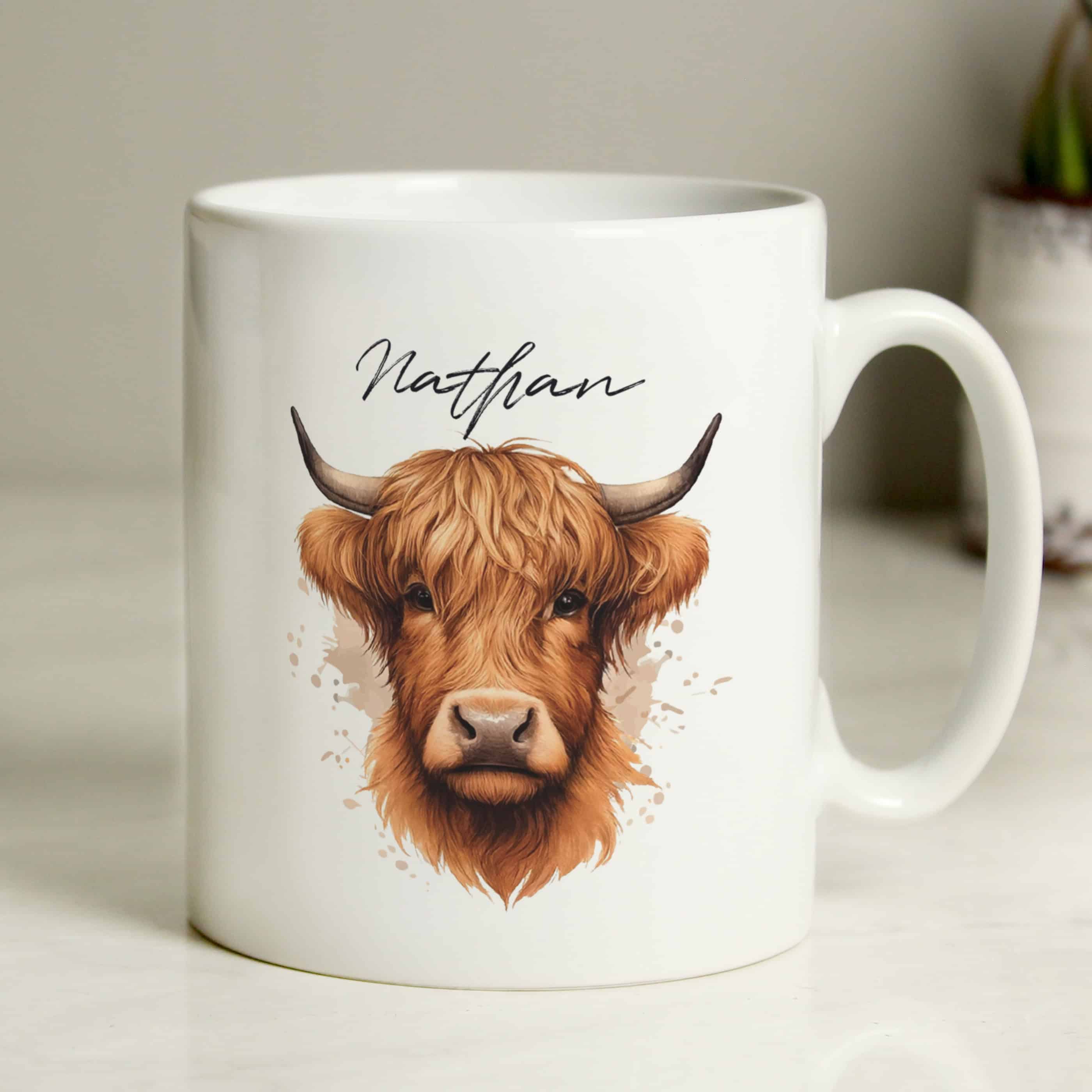 Personalised Highland Cow Mug – Ceramic Mug, Highland Cow Gift