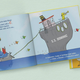personalised ABC book showing the illustrations inside with the child's name personalised on the pages