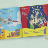 personalised ABC book showing the illustrations inside with the child's name personalised on the pages