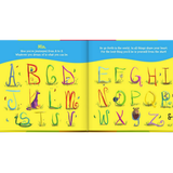 personalised ABC book showing the illustrations inside with the child's name personalised on the pages