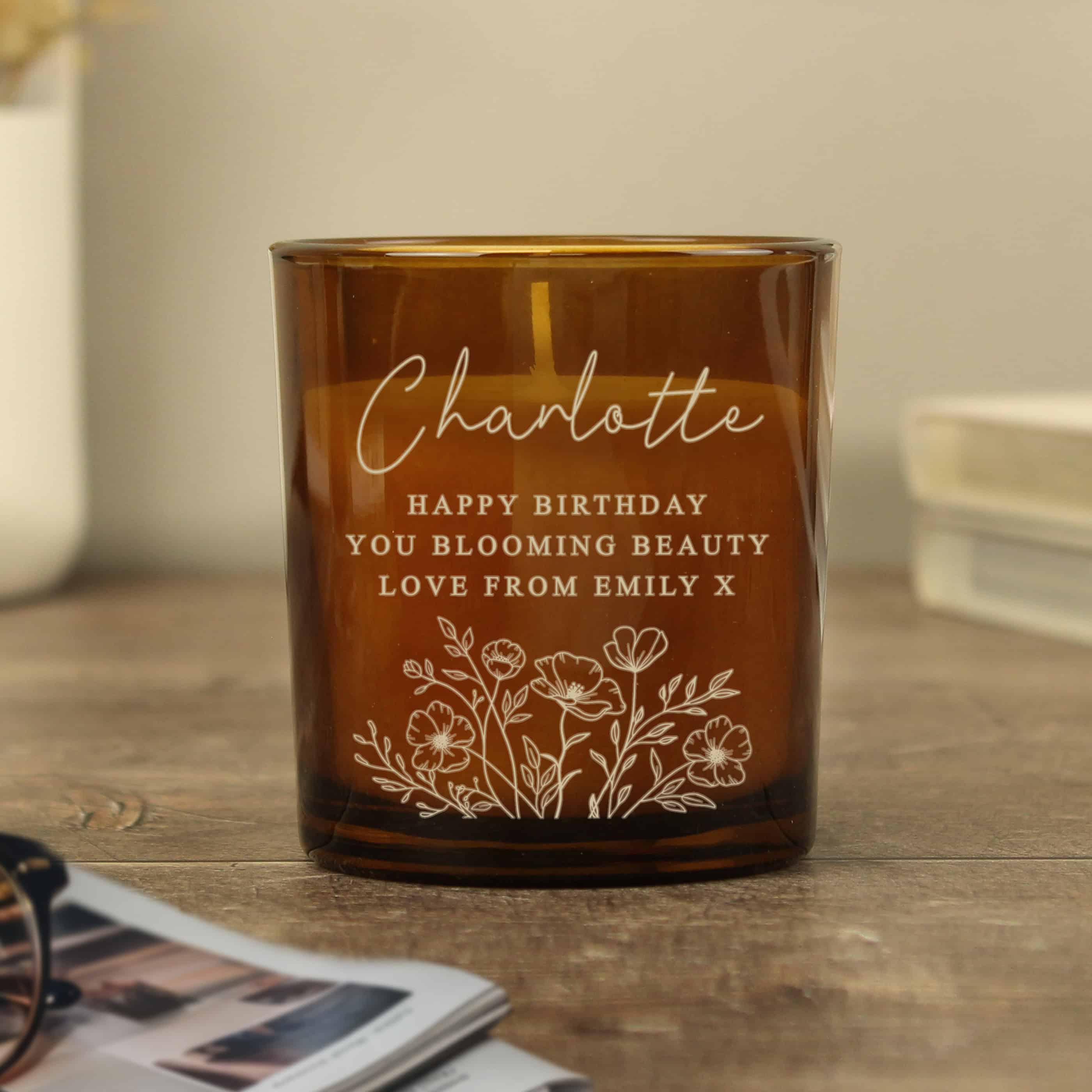 personalised amber candle