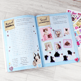 personalised activity sticker book showing examples of the inside pages