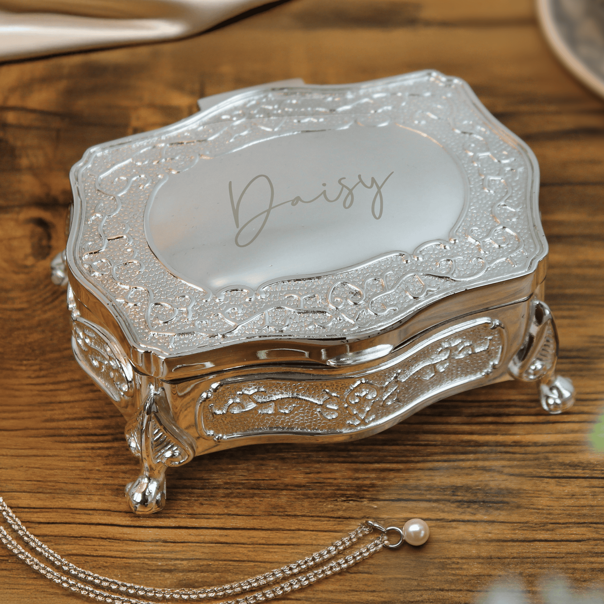 personalised antique style jewellery trinket box
