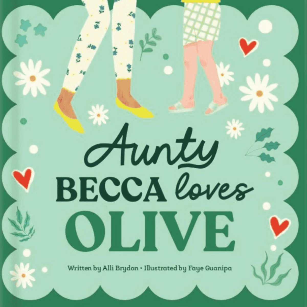 book cover of the personalised Aunty and Me book with the child's name on the front cover. 