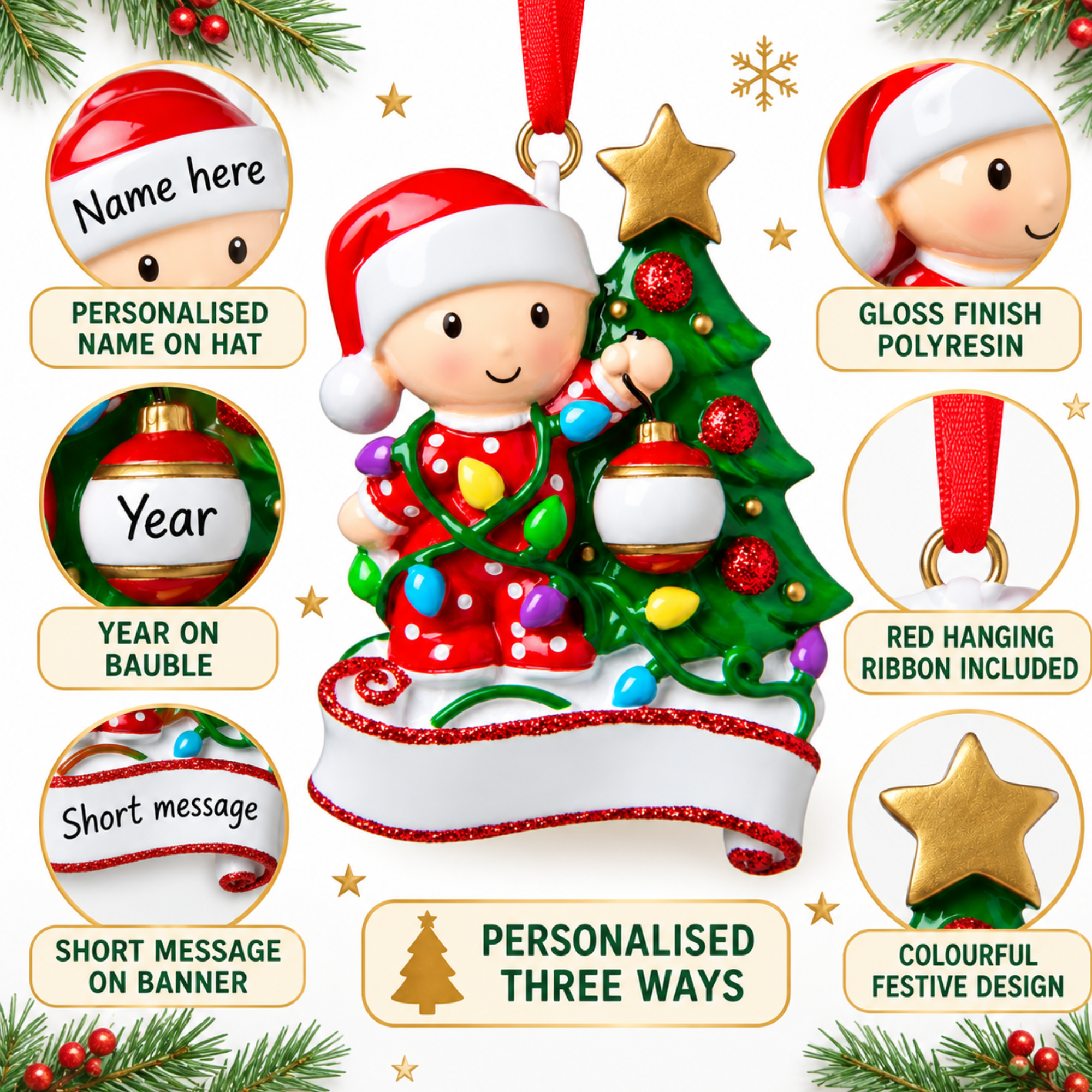 Personalised Baby Decorating Tree Ornament – First Christmas Keepsake Gift