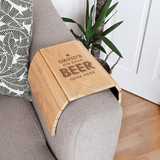 personalised beer goes here wooden sofa tray with any name on it