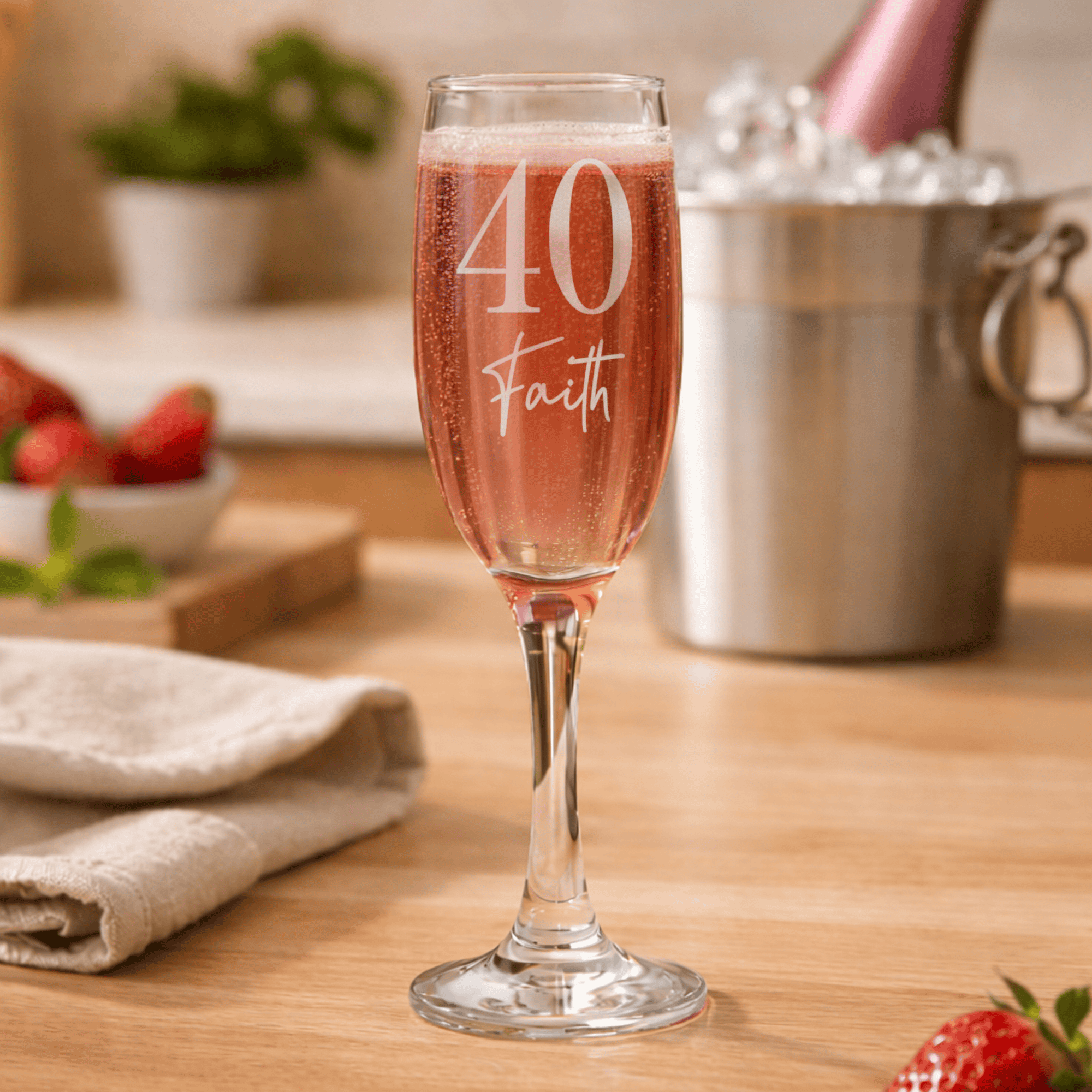 personalised big age and number glass flute