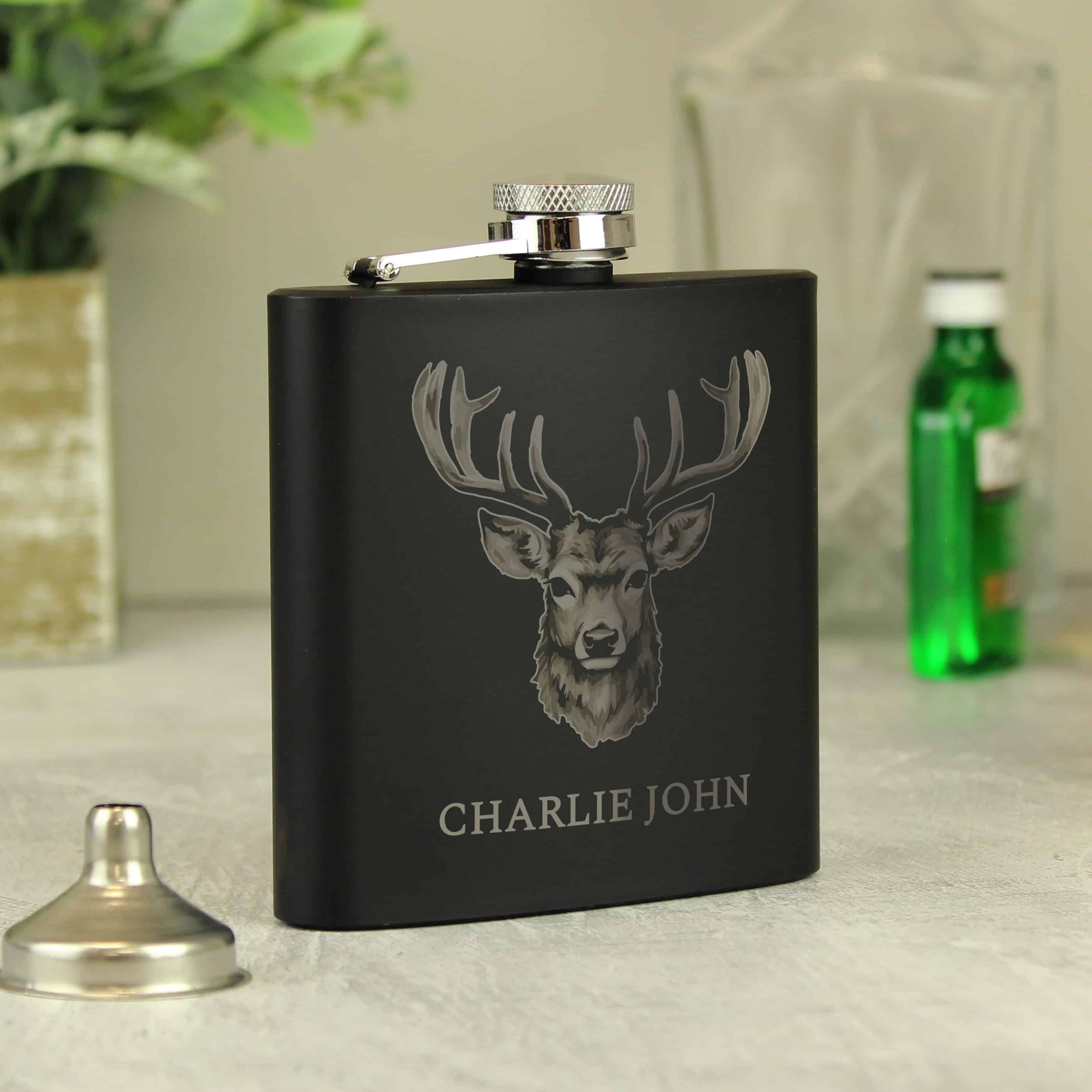 Black Stag Hip Flask