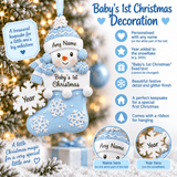 blue stocking first christmas tree decoration personalised with a name and year