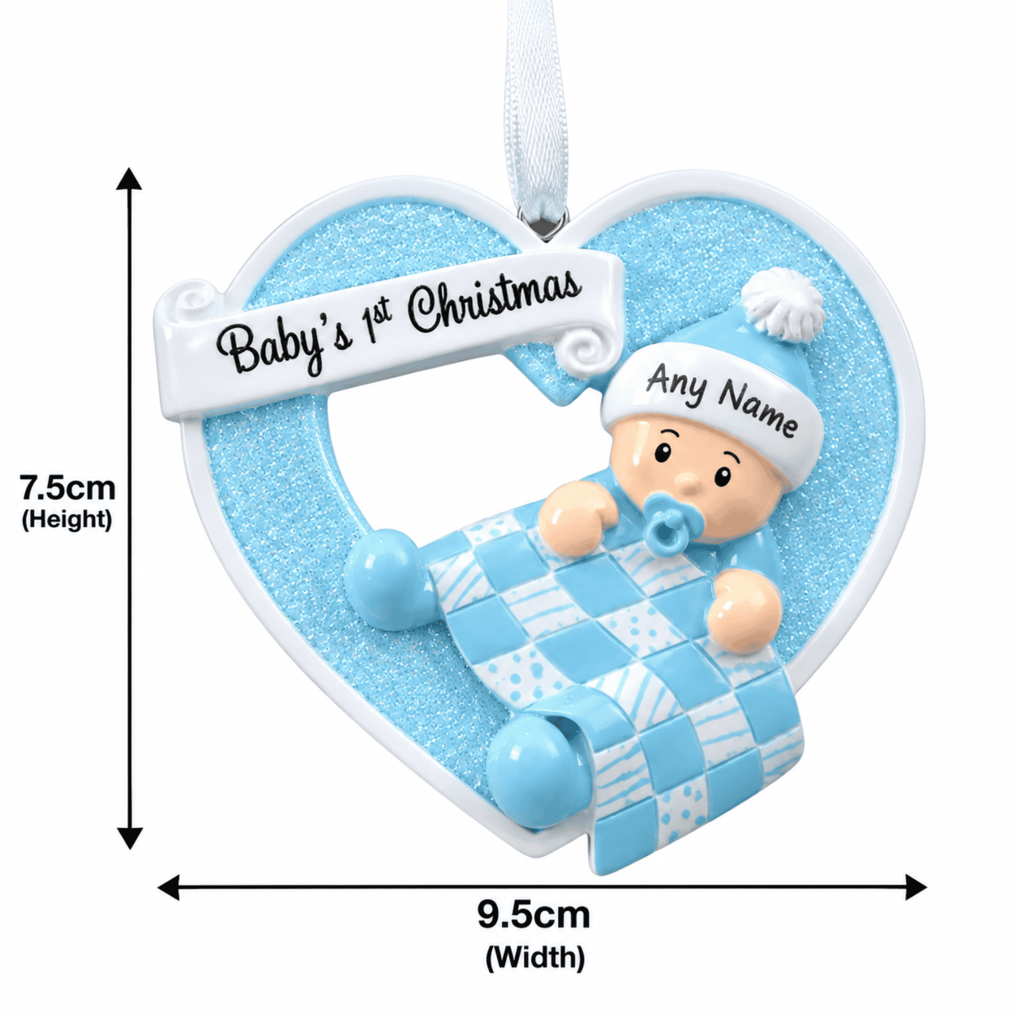  baby blue heart christmas tree decoration