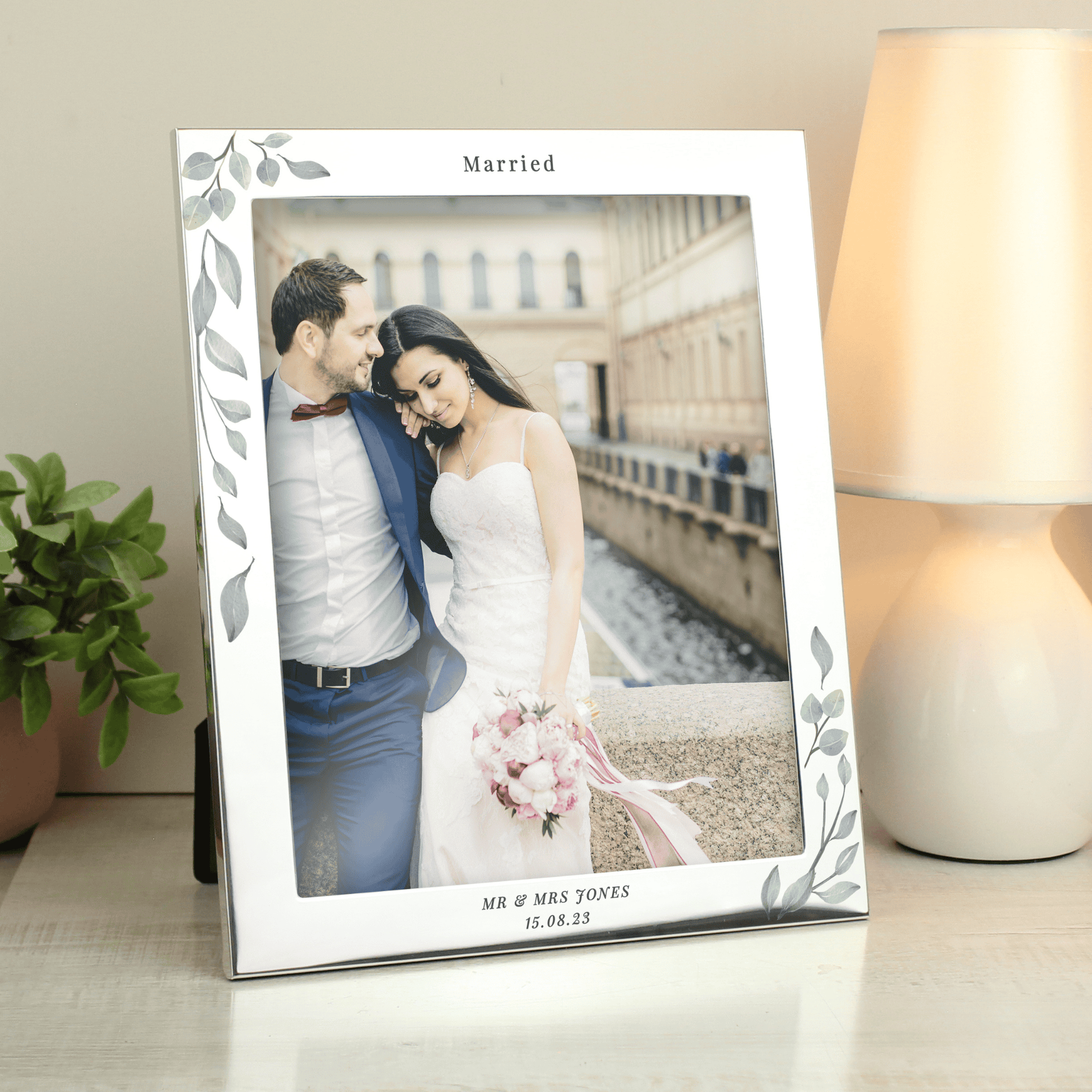 personalised botancial silver frame 10x8