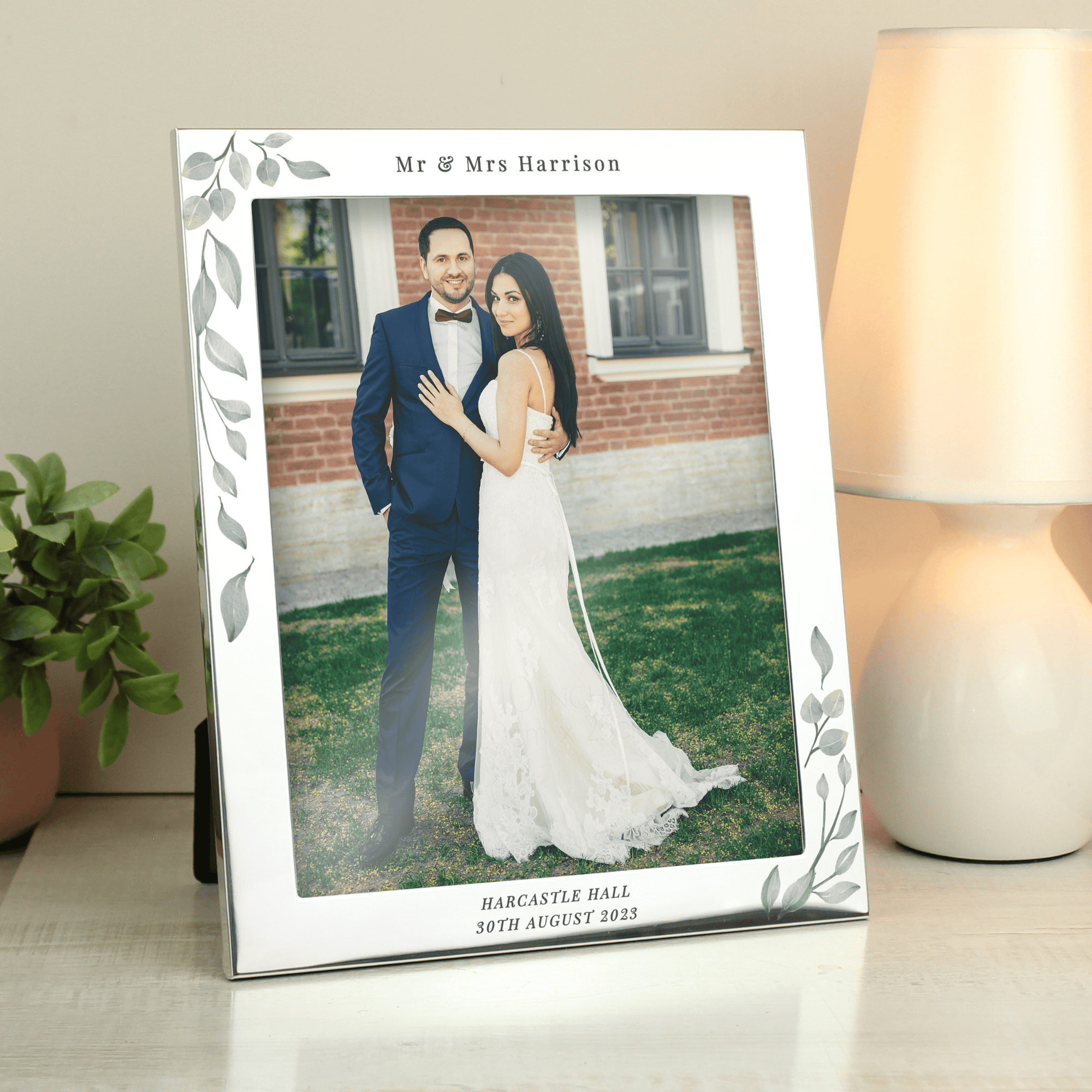 personalised botancial silver frame 10x8