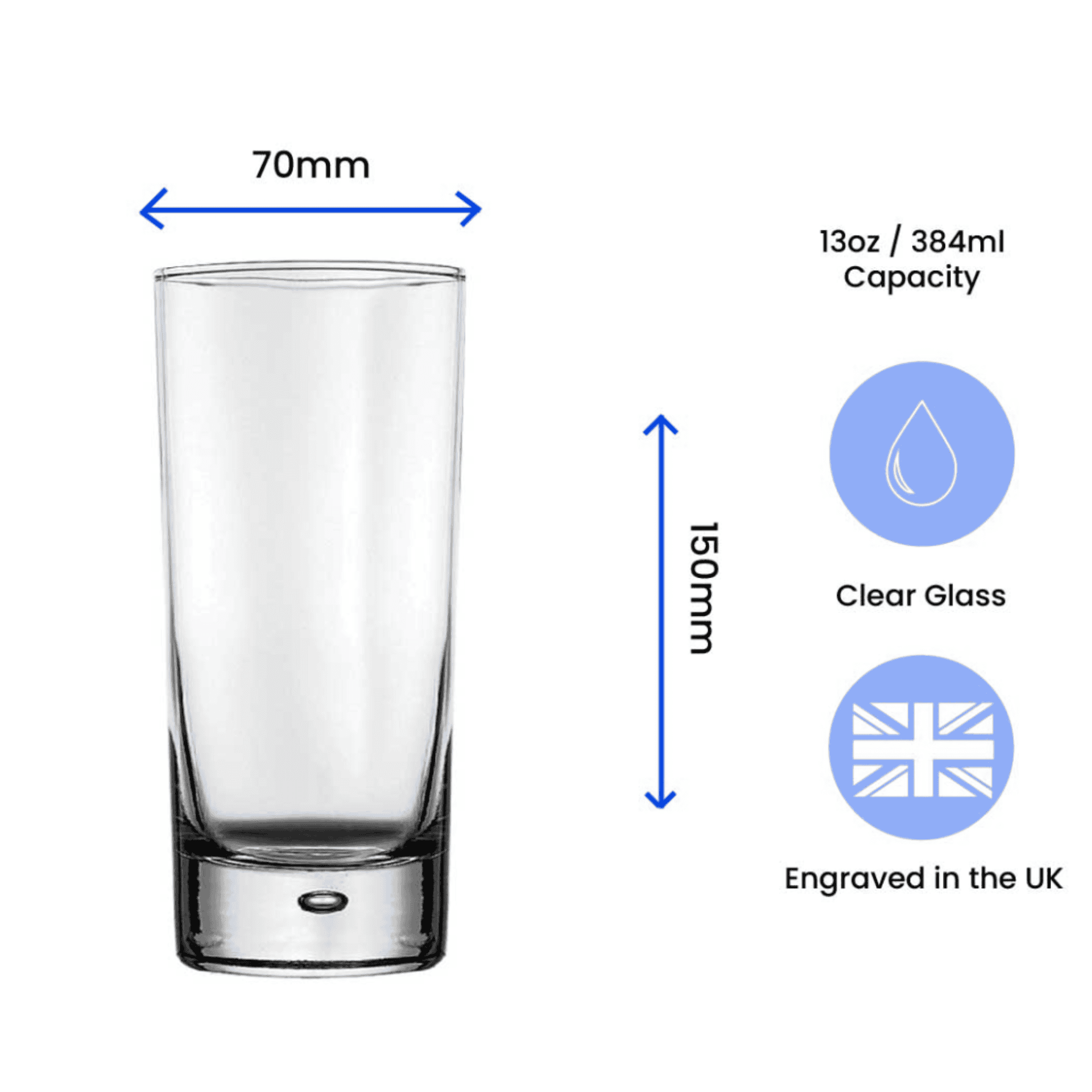 engraved hiball bubble glass