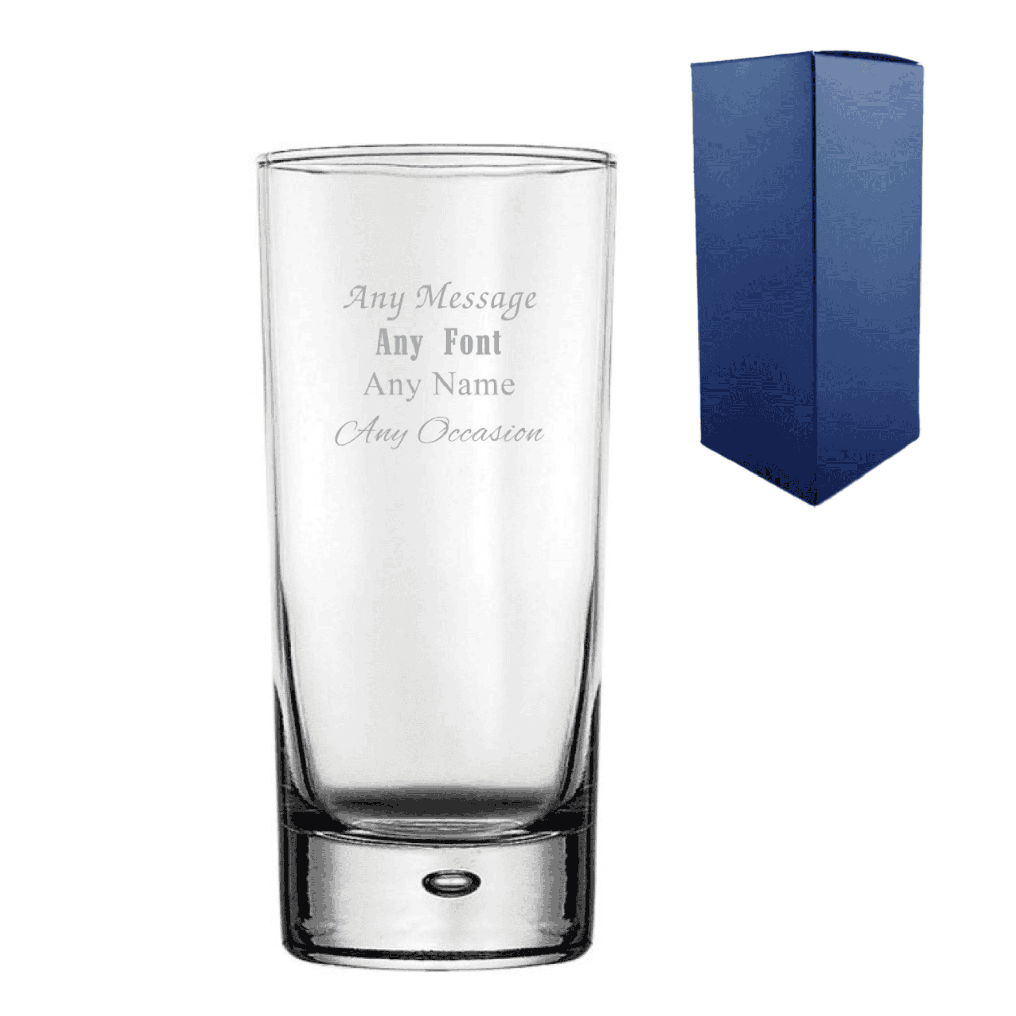 engraved hiball bubble glass