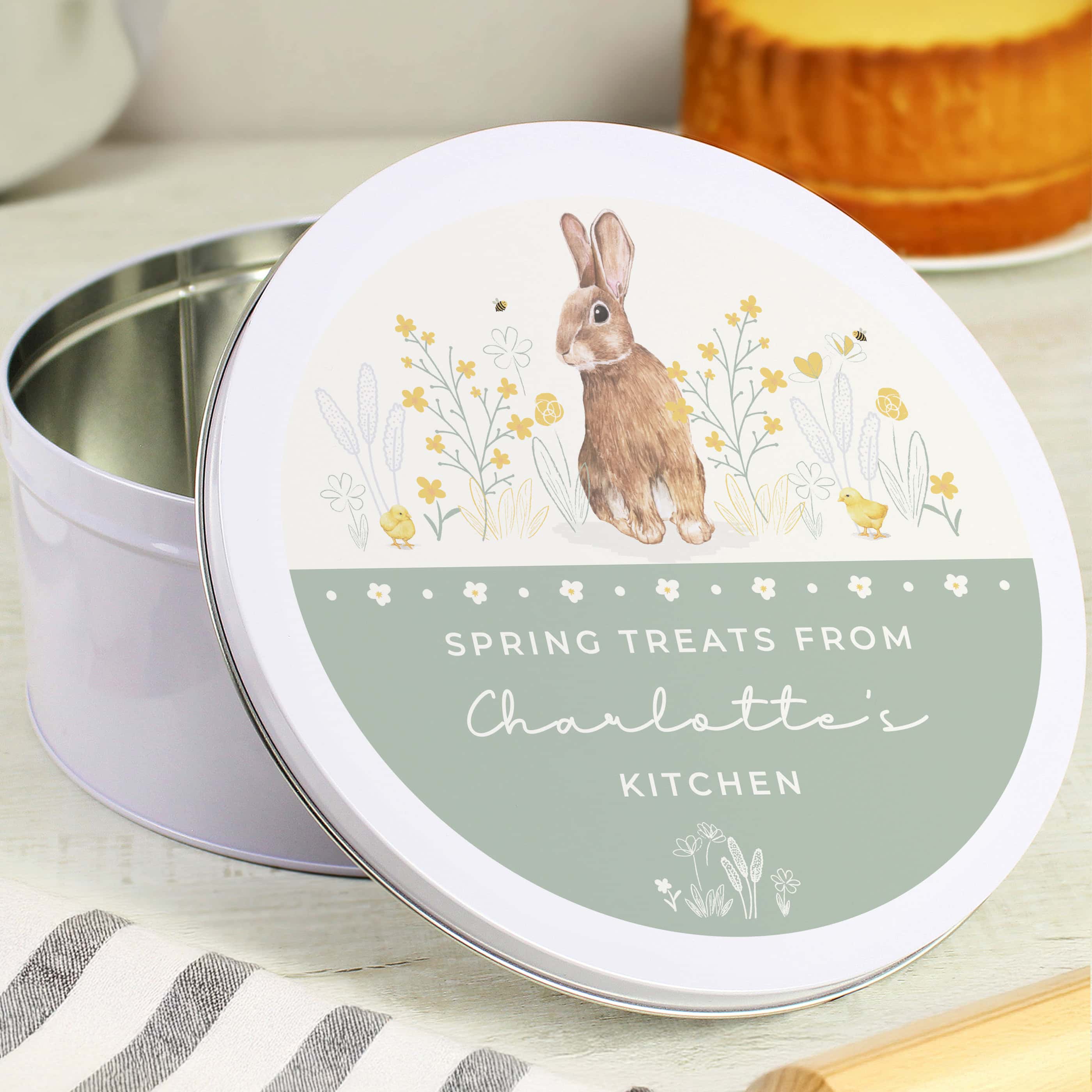 Personalised Spring Bunny Cake Tin
