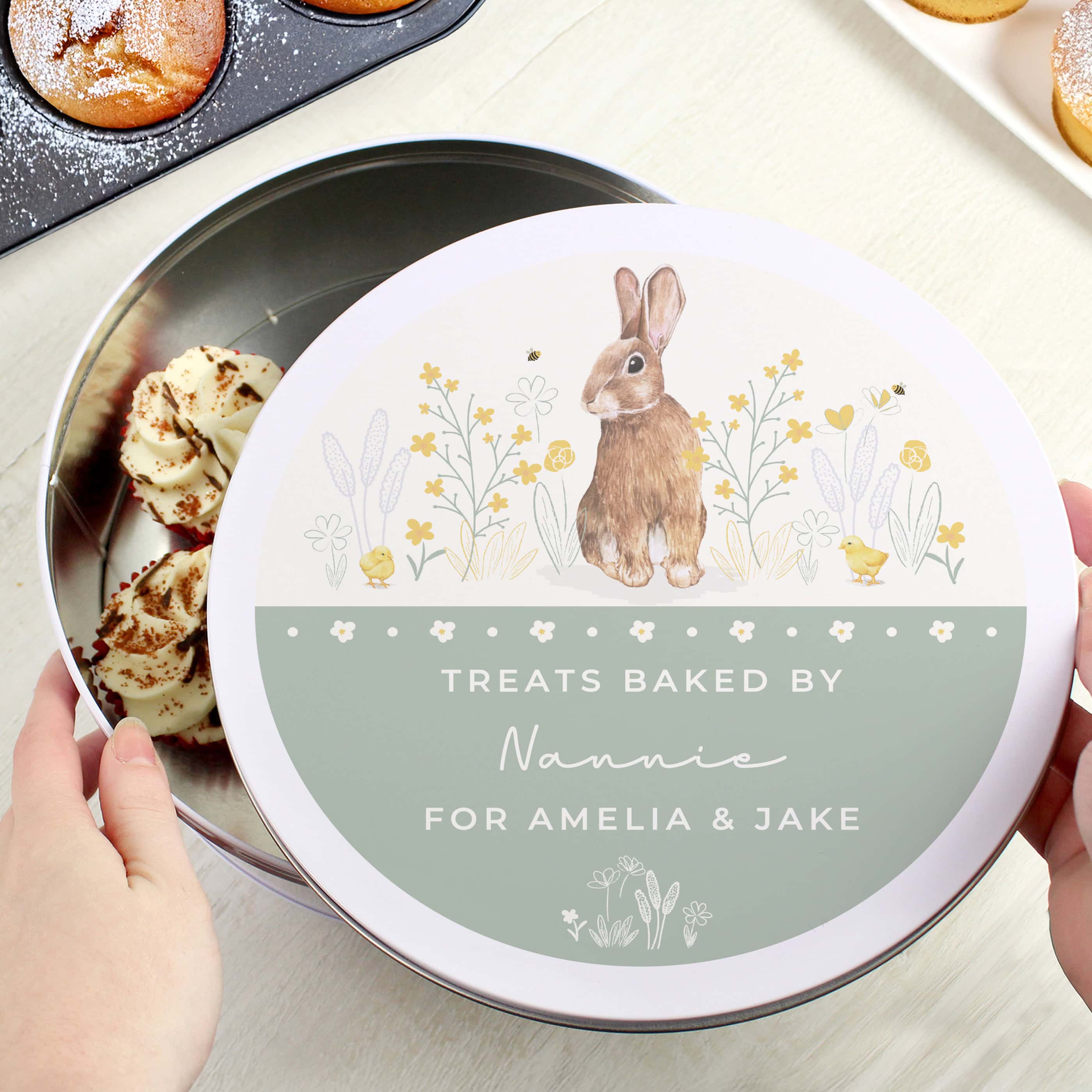 Personalised Spring Bunny Cake Tin
