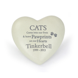 personalised cat memorial stone showing it engraved with the cat's name and their dates
