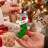 personalised cat stocking christmas tree decoration