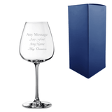 personalised red wine glass engraved with any message over 4 lines.