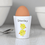 Ceramic personalised chick egg cup with custom name