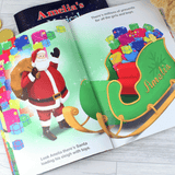 personalised christma story book showing the pages illustrated inside