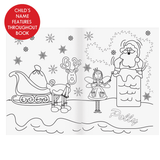personalised children's colouring book showing the inside of the book personalised with the child's name