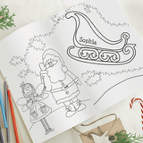 personalised children's colouring book showing the inside of the book personalised with the child's name