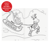 personalised children's colouring book showing the inside of the book personalised with the child's name