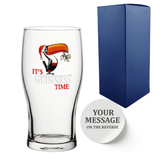 Personalised Guinness Christmas Toucan Pint Glass front view