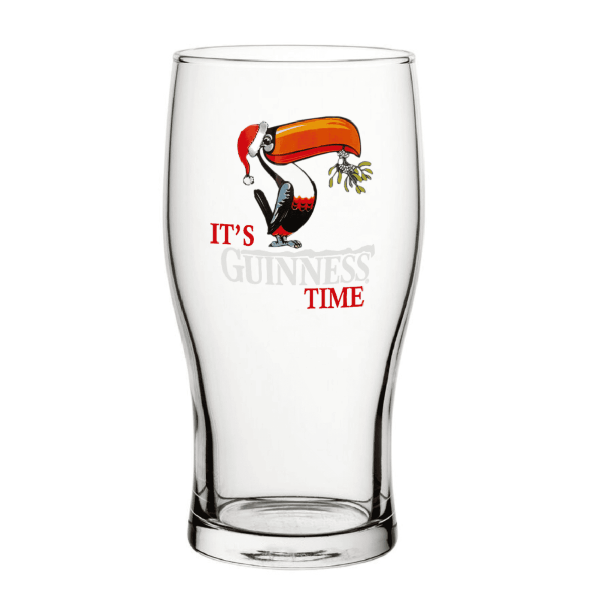 Custom engraved Guinness Christmas pint glass with Toucan design