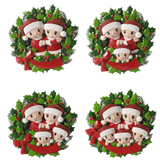 personalised wreath family christmas tree decoration showing the 4 different sizes available