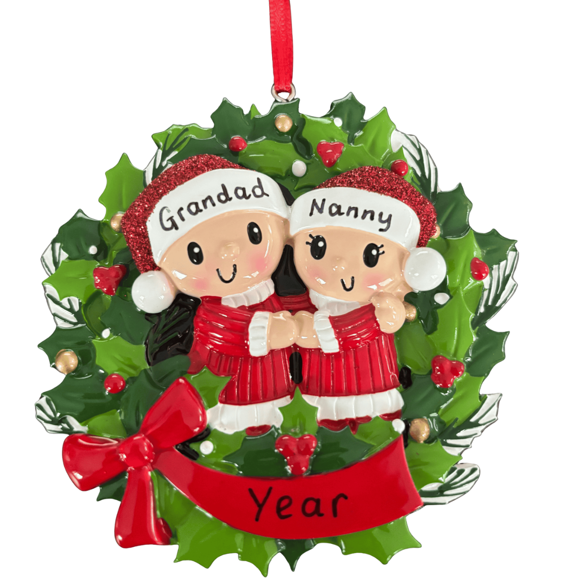 personalised wreath family christmas tree decoration for 2 people